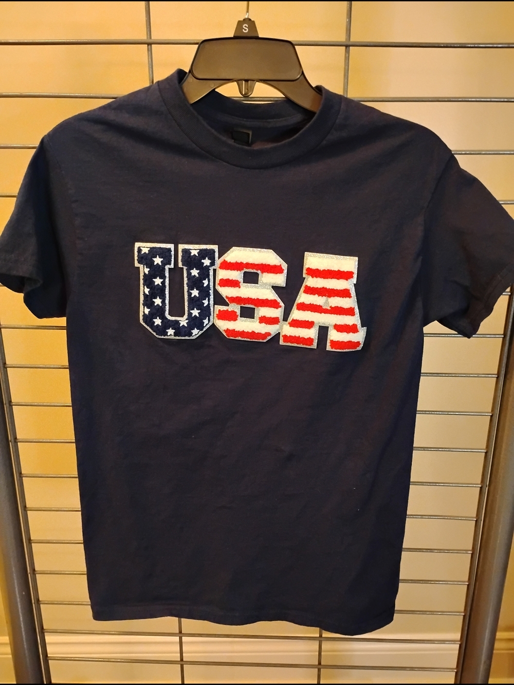 Gildan Navy Short-Sleeve Crewneck with USA Appliqué